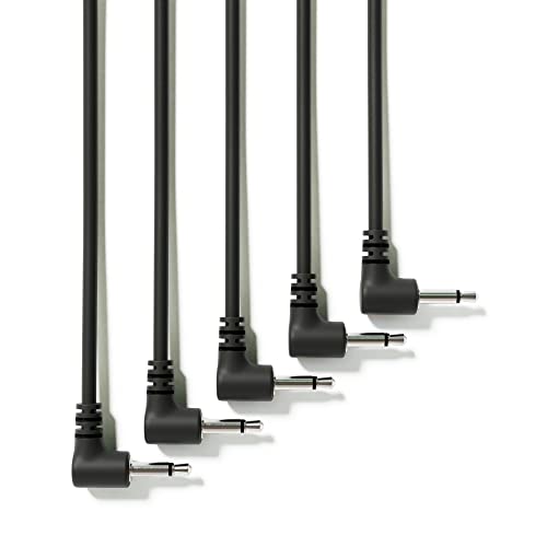 ExcelValley - 5-Pack - Rechtwinkliger Mono Modular Patchkabel - 3,5mm 1/8" Eurorack Synthesizer [Schwarz | 200 cm - 78,74"] von ExcelValley