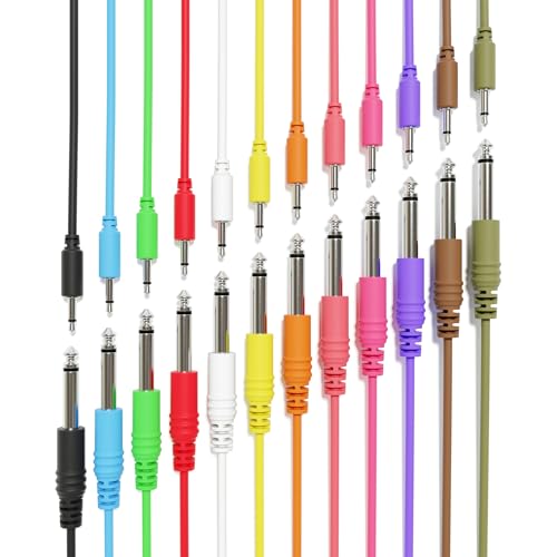 ExcelValley - Mono Patchkabel - TS 3,5mm 1/8" zu 6,35mm 1/4" [12-Pack | 30 cm - 11,81"] von ExcelValley