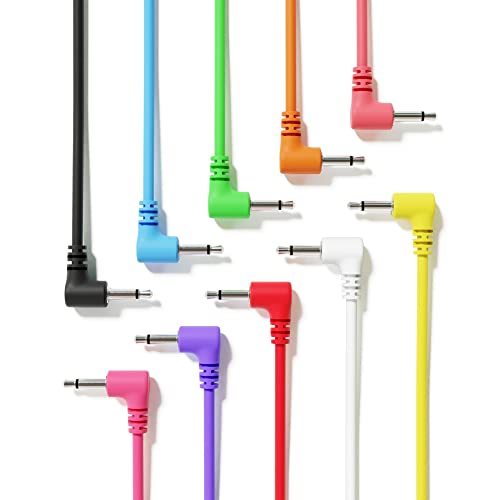 ExcelValley - Rechtwinkliger Mono Modular Patchkabel TS 3,5mm 1/8 Zoll Eurorack Synthesizer [10-Pack | 15 cm - 5,91"] von ExcelValley