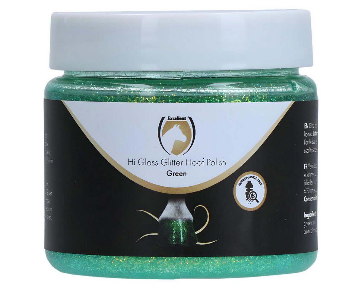 Excellent Horse Pferdebürste Hi Gloss Glitter Huflack grün 150 ml von Excellent Horse