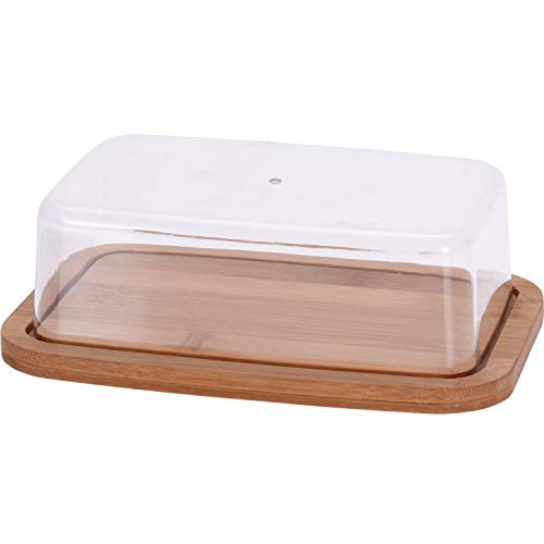EH Excellent Houseware Bambusbutter mit Deckel, 19 x 12 cm, Butterdose von Excellent Houseware