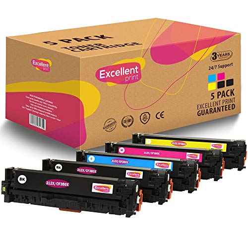 Excellent Print 312X CF380X CF381A CF382A CF383A Kompatibel Tonerkartusche für HP Laserjet Pro Color MFP M476dn M476dw M476nw von Excellent Print