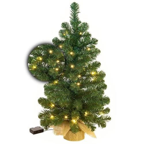 Excellent Trees® CT16102 Künstlicher kleine Weihnachtsbaum Led Jarbo 75 cm mit Beleuchtung - Luxusedition - 55 Lämpchen LED warm weiß | Batterie | Mit Timer Funktion | Tischdeko | Deko Tannenbaum von Excellent Trees