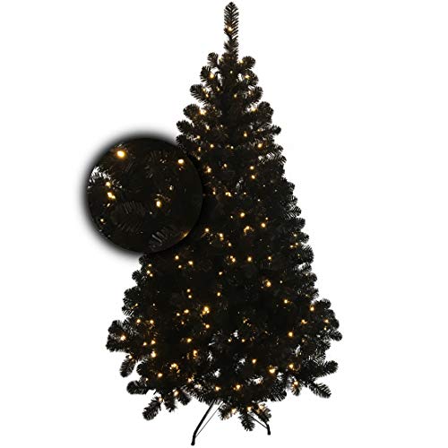 Excellent Trees Künstlicher Weihnachtsbaum Tannenbaum Christbaum Schwarz LED Stavanger Black 180 cm mit Beleuchtung, 350 Lämpchen Beleuchtet von Excellent Trees
