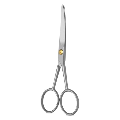 Bartschere - abgerundete Spitze - ergonomisches Design - aus rostfreien polierten Edelstahl - auch geeignet als Nasen- und Ohrhaarschere von Excellent