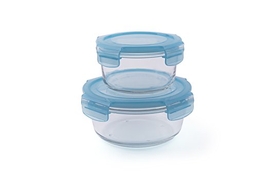 Brunch Time Frischhaltebox 2er Set Freshness Glass transparent/himmelblau von Excelsa