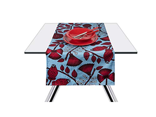 Excelsa Afrika Foglie Tischläufer, Baumwolle, Grün und Rot, 45 x 140 cm von Excelsa