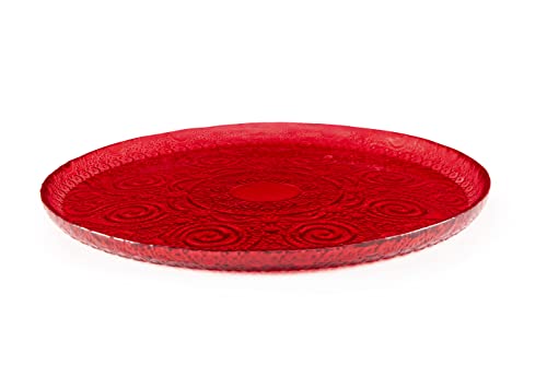 Excelsa Arabesque Red Dessert-Teller, Durchmesser: 21 cm, verziertes Glas von Excelsa