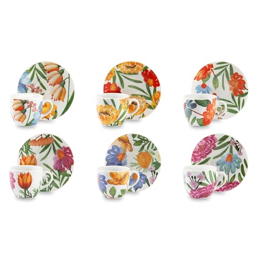 Excelsa Blooming Set aus 6 Kaffeetassen, Porzellan, Fassungsvermögen 70 ml, mehrfarbig von Excelsa