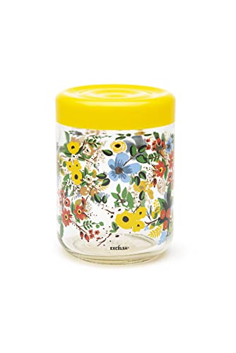 Excelsa Fiori Frida Vorratsglas mit Deckel, 800 ml, Glas von Excelsa