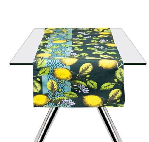Excelsa Boboli Tischläufer, 60 % Baumwolle, 40 % Polyester, 45 x 140 cm, Mehrfarbig, Zitronendekor von Excelsa