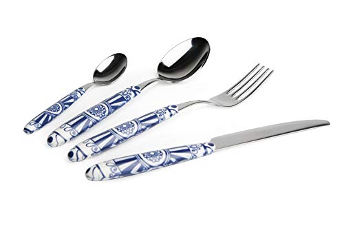 Excelsa Boheme Blue Besteck-Set, 24-teilig, Edelstahl, Griff aus Kunststoff von Excelsa