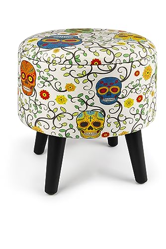 Excelsa Calavera Sitzsack mit Aufbewahrungsbox, Gestell aus Holz mit Bezug aus Samt, gepolstert, Durchmesser 35,5 cm von Excelsa