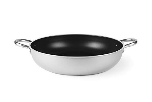 Excelsa 64032 Chef Stielkasserolle mit 2 Griffen, Ø 38 cm, Aluminium, hellgrau (RAL 7035) von Excelsa