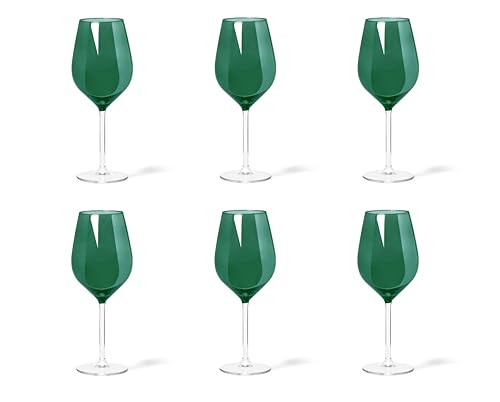 Excelsa Color Wine Set mit 6 Gläsern, dunkelgrün, Glas, Fassungsvermögen 500 ml. von Excelsa