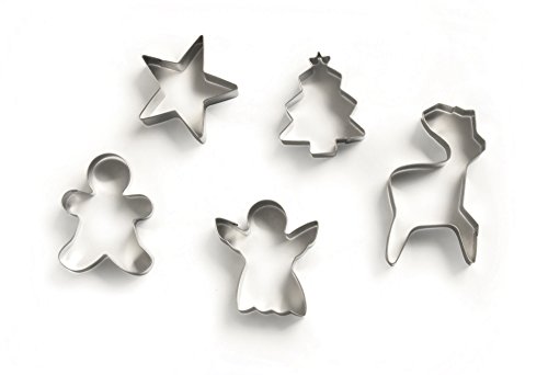 Excelsa Cookies Time Packung mit 5 Keksausstechern Weihnachten, Metall, Silber/schwarz, 16x21x2 cm, 5 von Excelsa