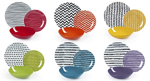 Excelsa 62495 Crazy Line Tafelservice, 18-teilig, Porcelain, mehrfarbig 18 Stk von Excelsa