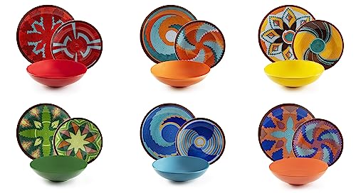 Excelsa Dakar Color Teller-Set, 18 Stück, Porzellan und Steineware, mehrfarbig, 6 Personen von Excelsa