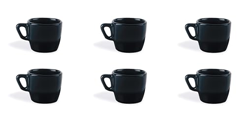 Excelsa Eclipse Set aus 6 schwarzen Kaffeetassen, Keramik, Steingut, Fassungsvermögen 70 ml. von Excelsa