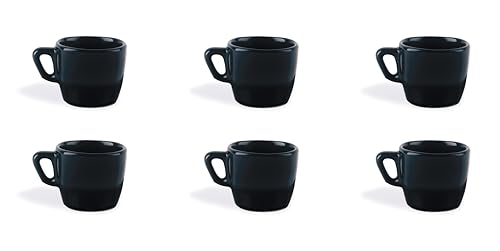 Excelsa Eclipse Set mit 6 schwarzen Kaffeetassen, Keramik, Fassungsvermögen 70 ml. von Excelsa