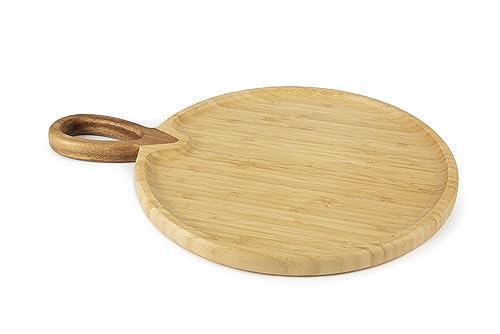 Excelsa Eco Living Schneidebrett/Tablett, rund, Bambus und Akazie, Durchmesser 30 cm von Excelsa