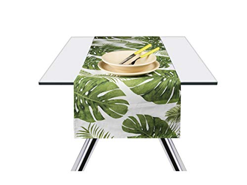 Excelsa Foliage Tischläufer, Baumwolle, grün, 45 x 140 cm von Excelsa