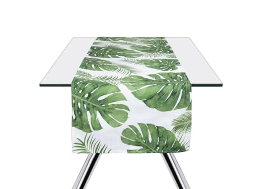 Excelsa Foliage Tischläufer, Baumwolle, grün, 45 x 140 cm von Excelsa
