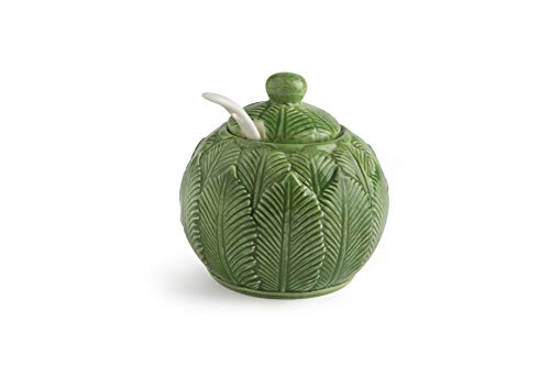 Excelsa Foliage Zuckerdose mit Löffel, Keramik von Excelsa