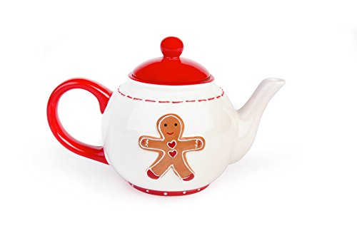 Excelsa Ginger Boy & Girl Teekanne, Keramik, Weiß und Rot, 13 x 22 x 13.5 cm von Excelsa