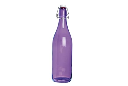 Excelsa Happy Color Glatte Flasche 1 Liter, Glas, Violett, 8 x 8 x 30 cm von Excelsa