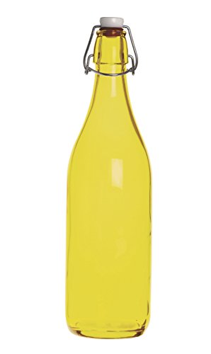 Excelsa Happy Color Glatte Flasche 1 Liter, Glas, gelb, 8 x 8 x 30 cm von Excelsa