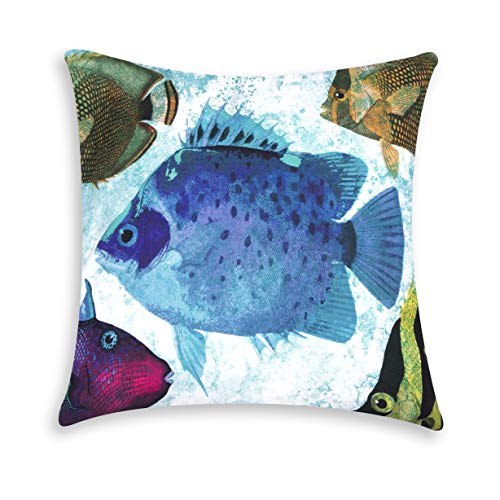 Excelsa Coral Reef Dekoratives Kissen, Füllung inklusive, Kissenbezug aus Baumwolle, blau, 45 x 45 cm von Excelsa