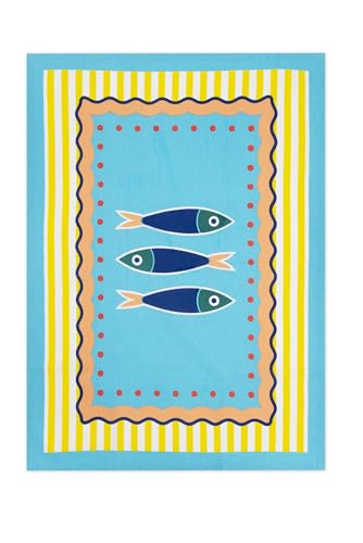 Excelsa Korfu Küchentuch, 100% Baumwolle, 70 x 50 cm, Dekor im Meerestil, mit Öse Excelsa Korfu Küchentuch, 100% Baumwolle, 70 x 50 cm, Dekor im Meerestil, mit Öse von Excelsa