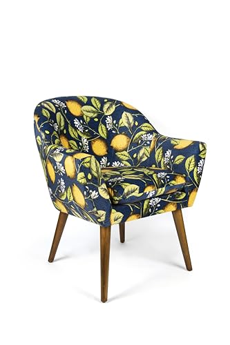 Excelsa Living Gepolsterter Sessel, mehrfarbig, Samt aus Polyester, Beine aus Massivholz, 70,5 x 65 x 83 cm (Boboli) von Excelsa