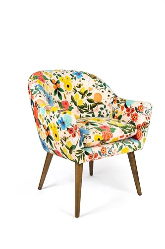 Excelsa Living Gepolsterter Sessel, mehrfarbig, Samt aus Polyester, Beine aus Massivholz, 70,5 x 65 x 83 cm (Frida-Blumen) von Excelsa