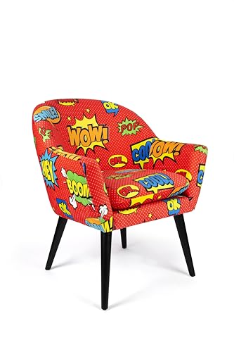 Excelsa Living Gepolsterter Sessel, mehrfarbig, Samt aus Polyester, Beine aus Massivholz, 70,5 x 65 x 83 cm (Pop) von Excelsa