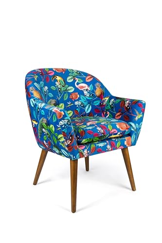 Excelsa Living Gepolsterter Sessel, mehrfarbig, Samt aus Polyester, Beine aus Massivholz, 70,5 x 65 x 83 cm (Rhapsody) von Excelsa