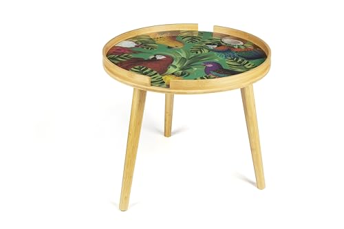 Excelsa Living Runder Beistelltisch aus Bambus mit Glasplatte, verschiedene Dekorationen, Durchmesser 48 cm, Höhe 44 cm (Havana) von Excelsa