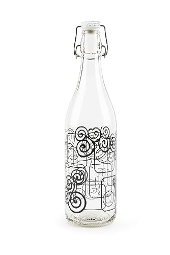 Excelsa Magic Black Wasserflasche, 1 Liter, Glas, mit Dichtung von Excelsa