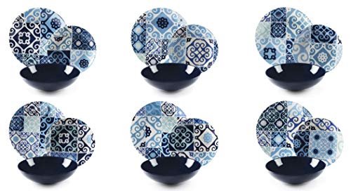 Excelsa Maiolica Blue Tellerservice 18-teilig, Stoneware von Excelsa