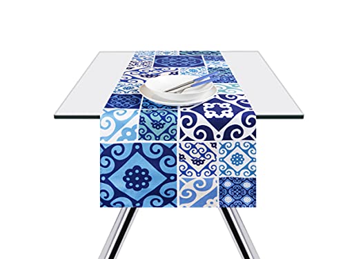 Excelsa Maiolica Blue Tischläufer, 100 % Baumwolle, 140 x 45 cm von Excelsa
