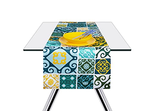 Excelsa Maiolica Yellow Tischläufer, 100 % Baumwolle, 140 x 45 cm von Excelsa