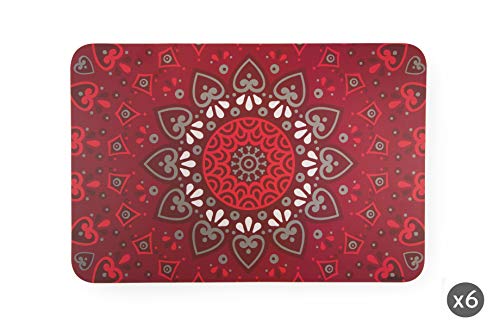 Excelsa Mandala Platzset, Rot, 43 x 29 cm, 6 Einheiten von Excelsa