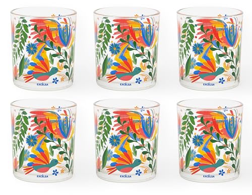 Excelsa Mexican Flowers Set mit 6 Gläsern, Glas, Fassungsvermögen 250 ml. von Excelsa