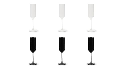 Excelsa Nordic Set mit 6 weißen und schwarzen Flöten, besprühtes Glas, Fassungsvermögen 210 ml. von Excelsa