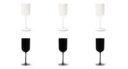 Excelsa Nordic Set mit 6 weißen und schwarzen Gläsern, besprühtes Glas, Fassungsvermögen 410 ml. von Excelsa