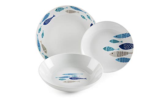 Excelsa Ocean North Sea Teller-Set, 18-teilig, Porzellan von Excelsa