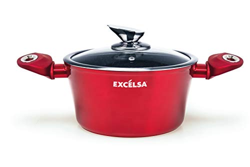 Excelsa Phoenix Antihaft-Schmorpfanne mit 2 Griffen, Aluminium, Rot von Excelsa