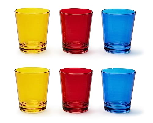 Excelsa Portofino Set 6 Gläser, gelb/rot/blau, 30 cl, mundgeblasenes Glas von Excelsa