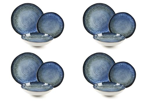 Excelsa Poseidone Tellerservice, 12-teilig, Keramik, Reaktiv-Effekt, für 4 Personen von Excelsa